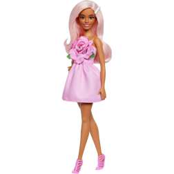 barbie fashionistas muÑeca con vestido rosa (mattel - hyt94)