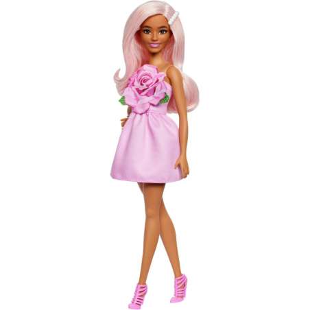 barbie fashionistas muÑeca con vestido rosa (mattel - hyt94)