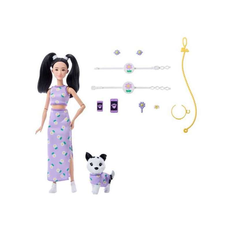 barbie twinning look muÑeca asiatica con perro (mattel - jfp39) barbie twinning look muÑeca asiatica con perro (mattel - jfp39)