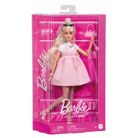 barbie deluxe muÑeca con vestido y lazo (mattel - hyv27)