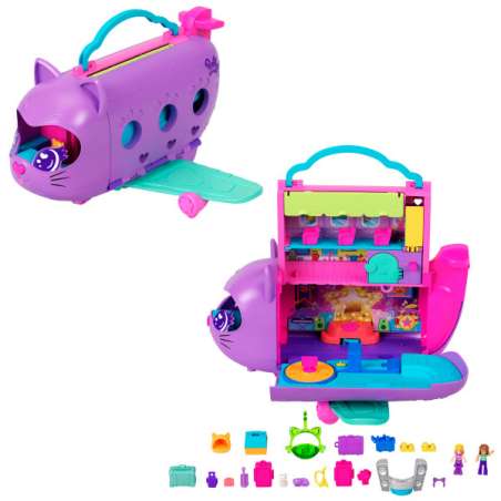 polly pocket cofre avion de gatito (mattel - hwp19)
