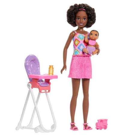barbie skipper muÑeca set de juego niÑera (mattel - jkc16)