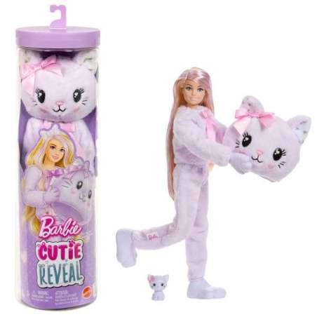 barbie cutie reveal lazos dulces gatito lila (mattel - jjp64)