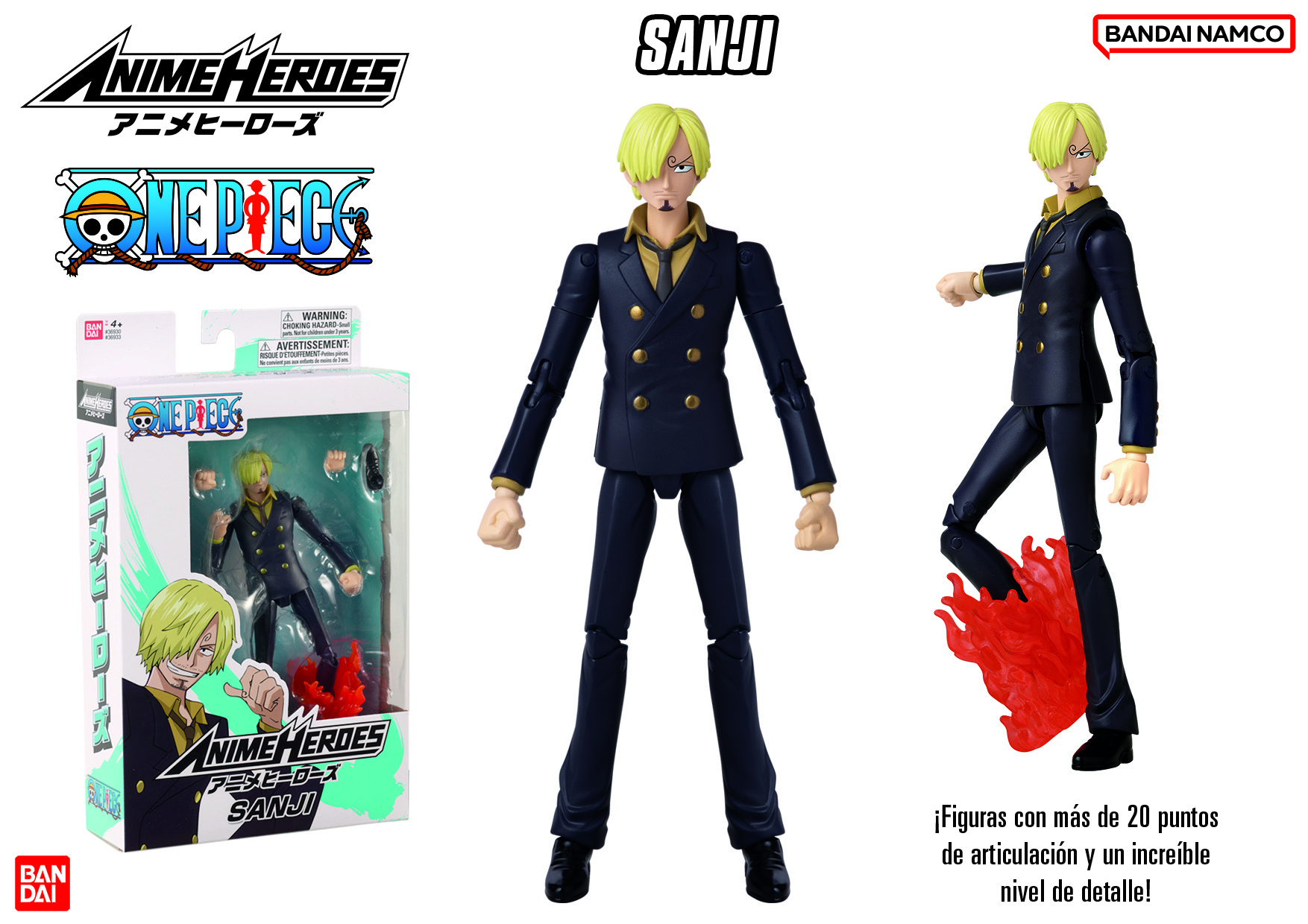 anime heroes figura one piece sanji  (bandai - 36933)