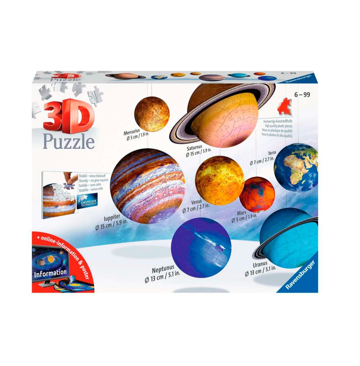 puzzle 3d 522 piezas el sistema planetario ( ravensburger - 11668 )