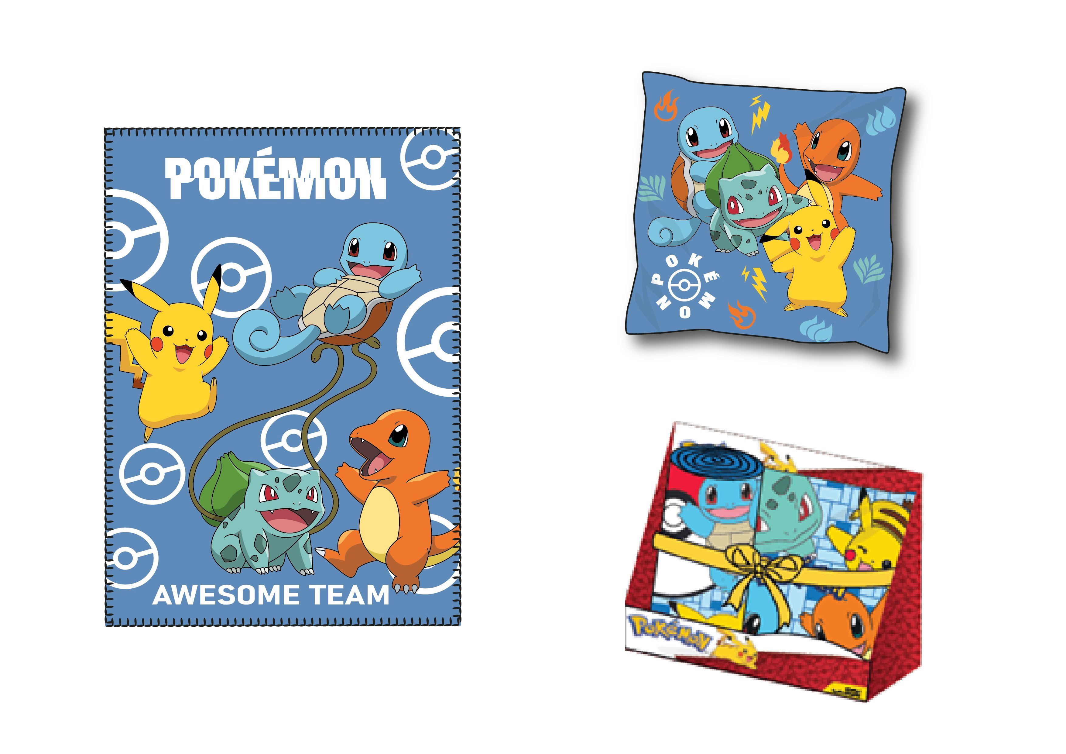 pokemon set manta polar+cojin 35 cm
