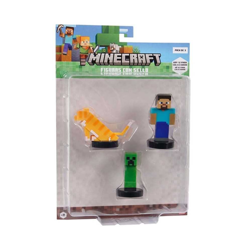 minecraft figura pack de 3 surtido blister  ( bizak - 64110003 )