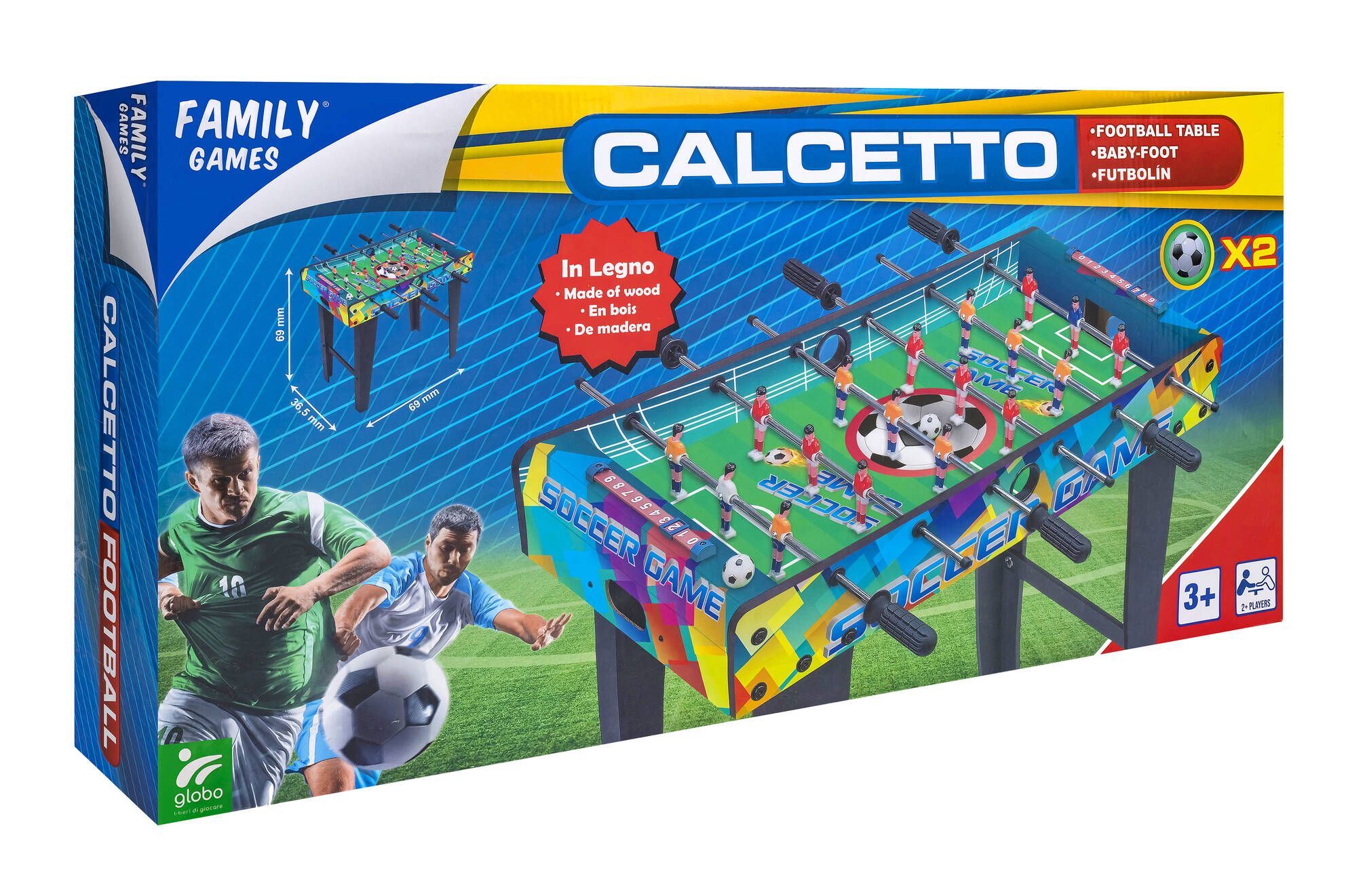 futbolin madera con patas 69x36,5x69 cm (globo - 38928)