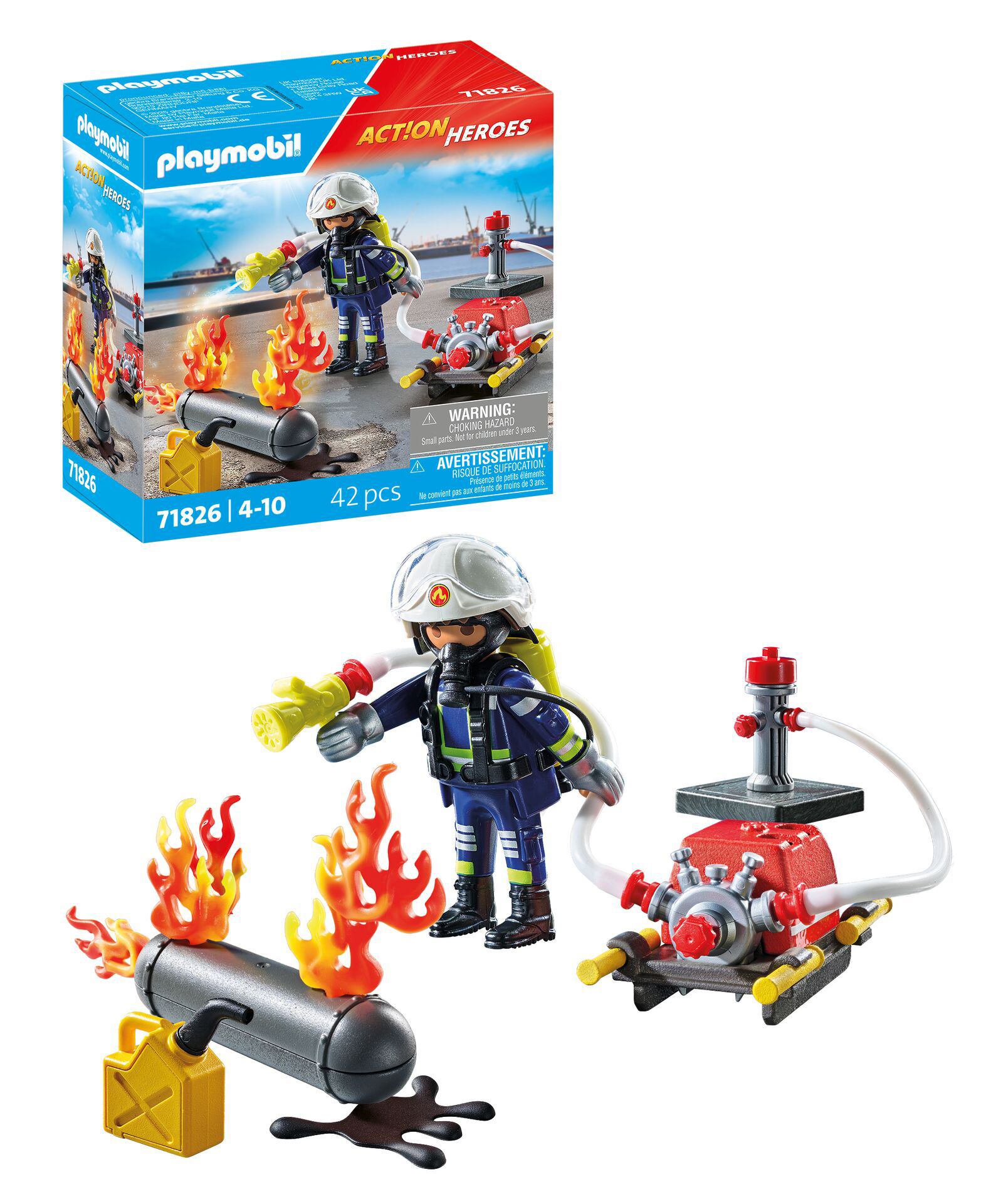 playmobil bombero con bomba de agua (71826)