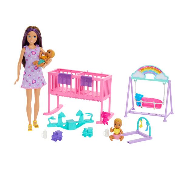 barbie skipper canguro de gemelos (mattel - hxm99)