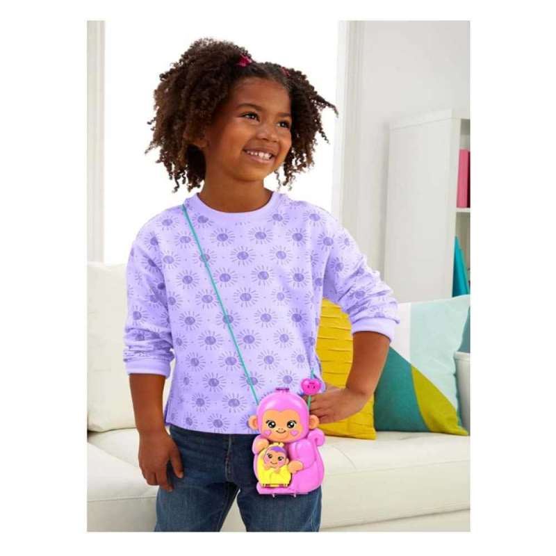 polly pocket cofre-bolso mama mono (mattel - hwp04)