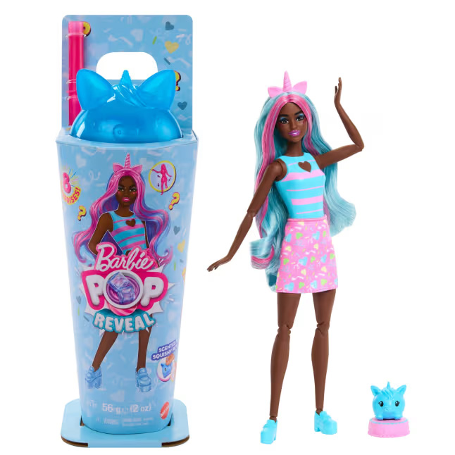 barbie pop reveal fiesta animales vaso azul (mattel - jcn86)