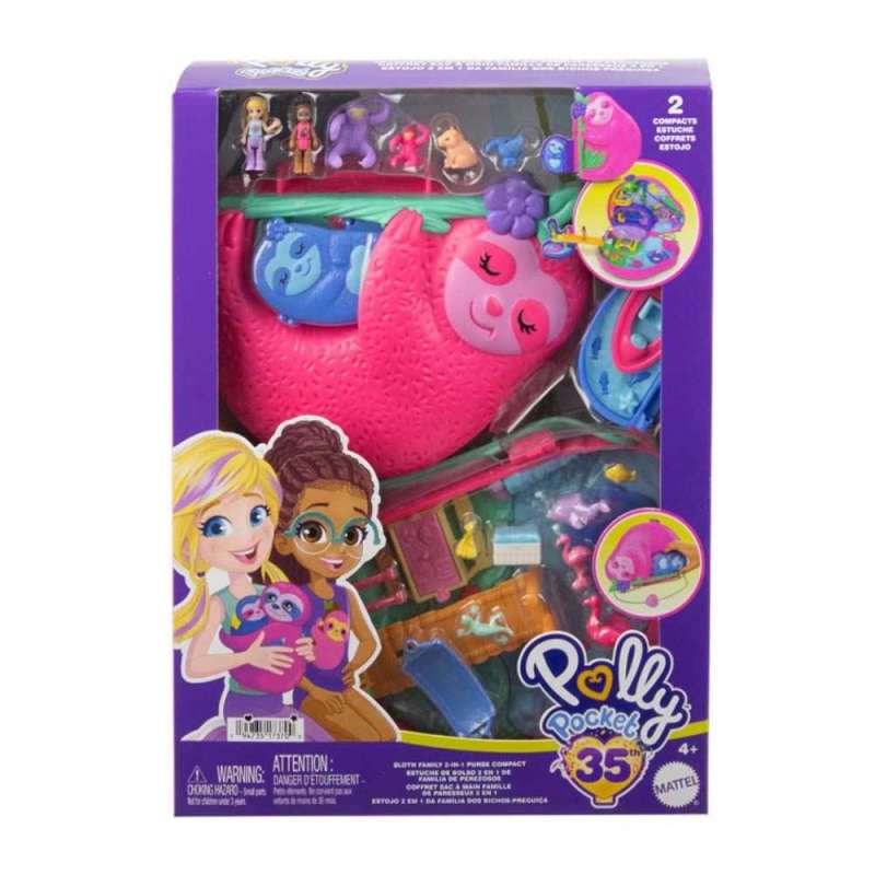 polly pocket cofre familia de perezosos (mattel - hrd40)