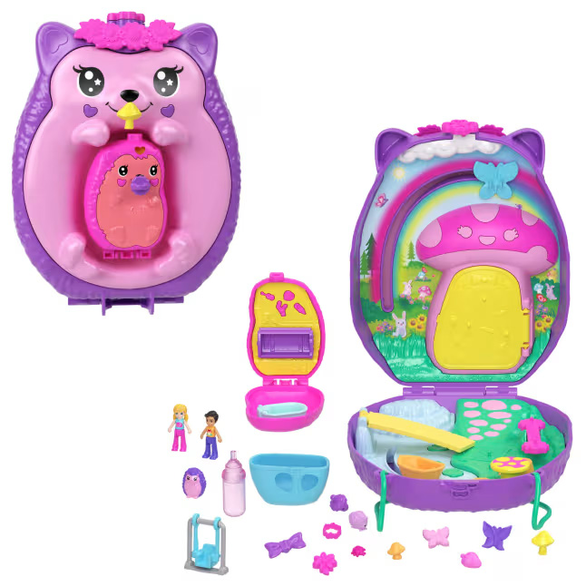 polly pocket cofre bolso mama erizo y bebe (mattel - jbj91)