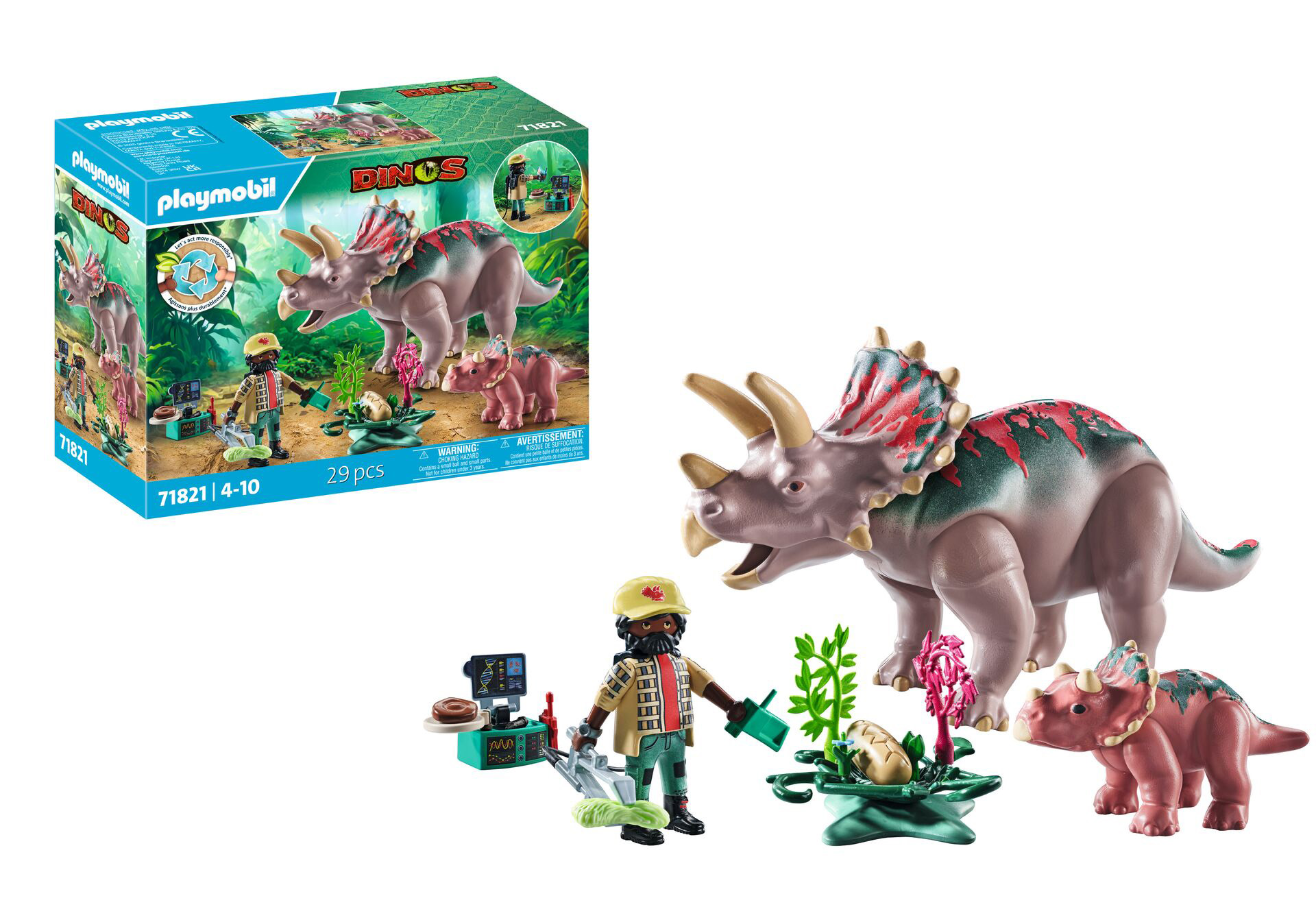 playmobil familia de triceratops (71821)