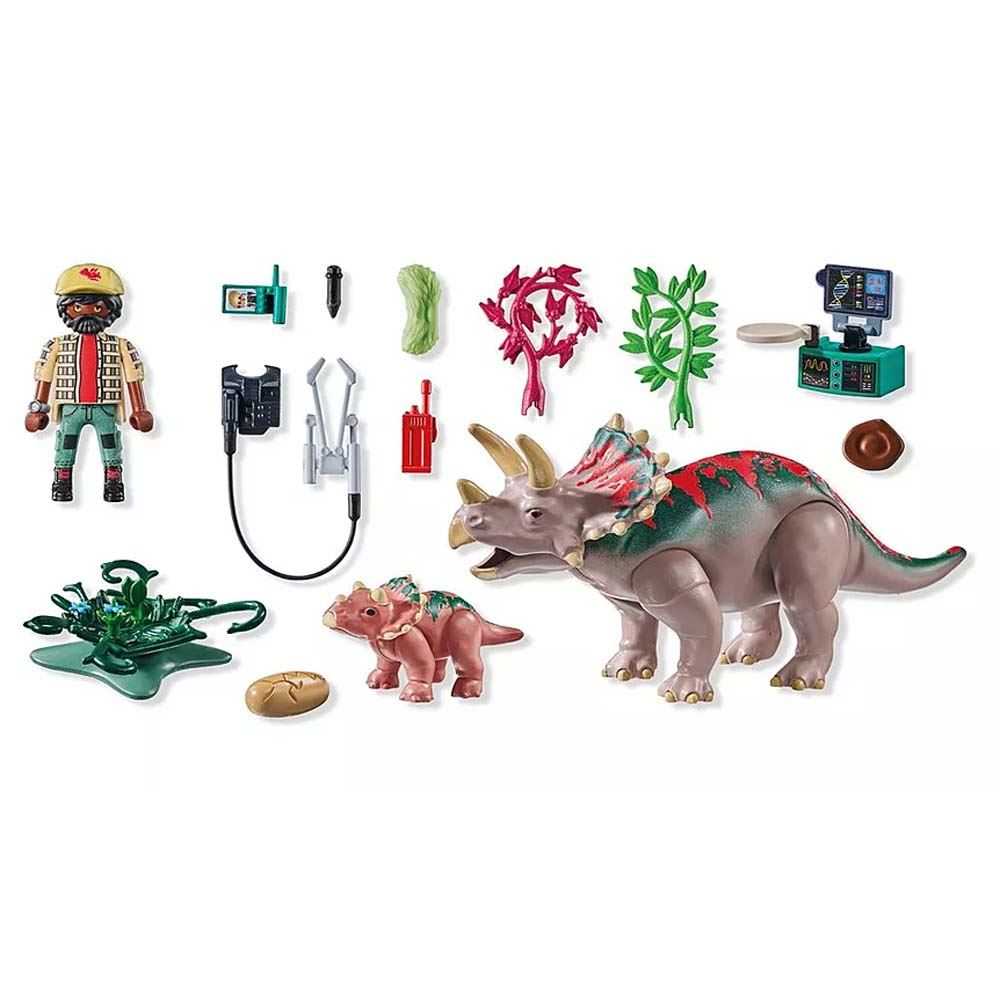 playmobil familia de triceratops (71821)