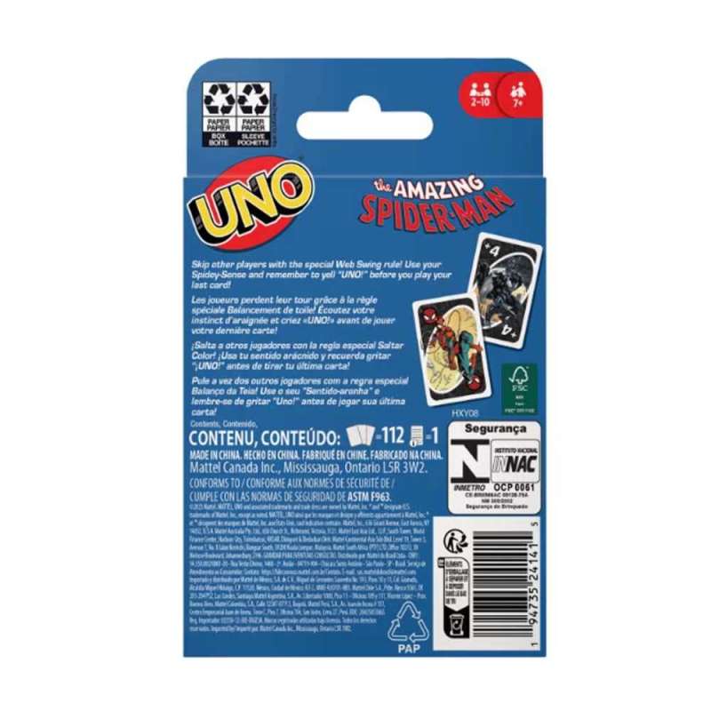 uno spiderman (mattel - hxy08) uno spiderman (mattel - hxy08)