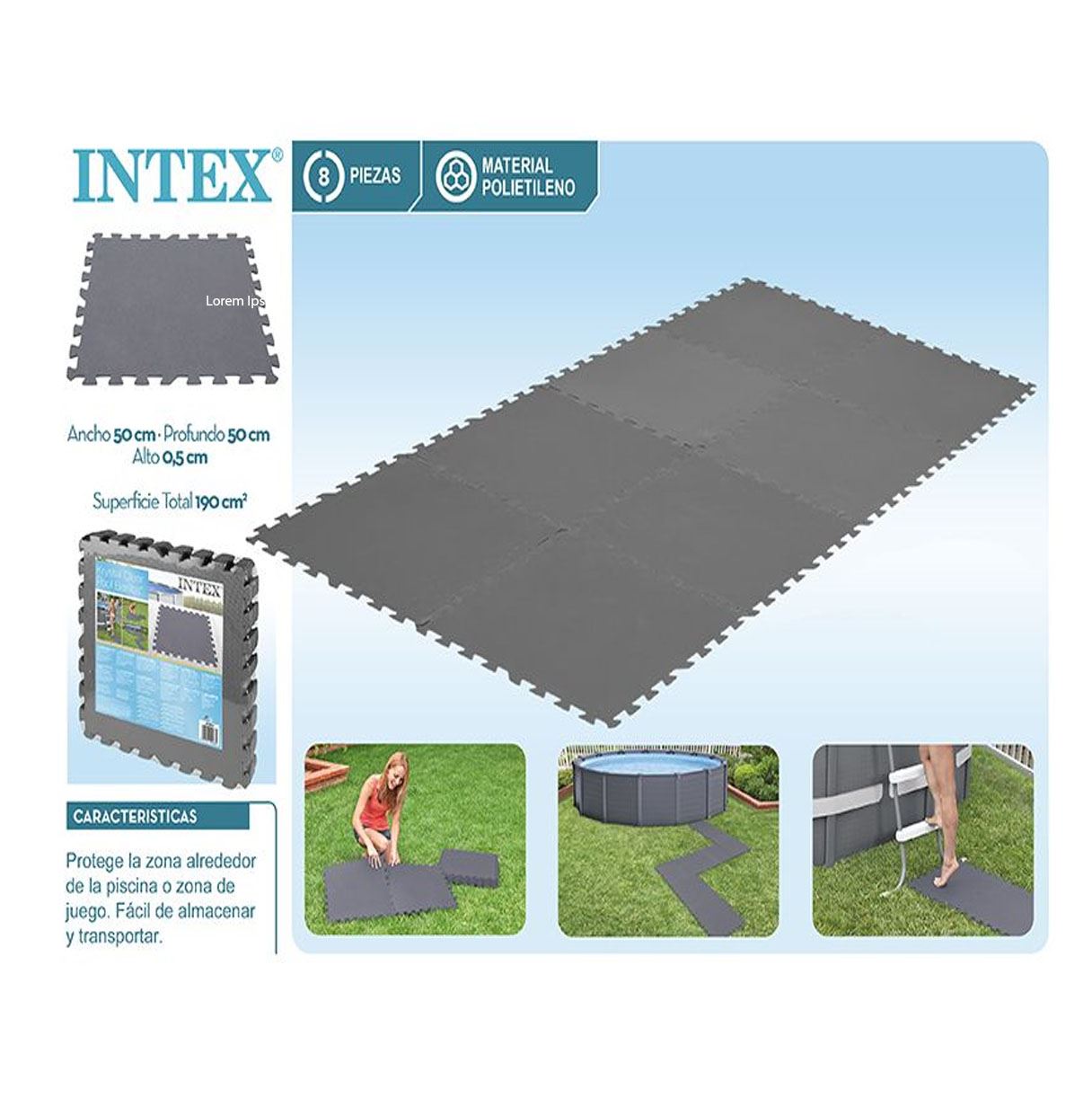 intex protector suelo eva 100x200x0,5 cm (intex - 50981-29084)