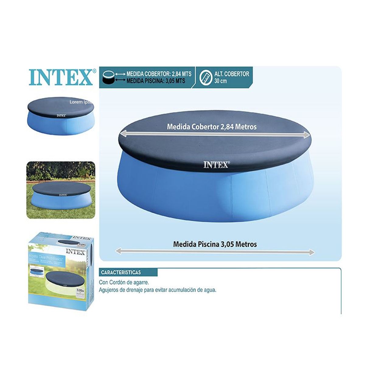 intex cobertor piscina easy set 305 cm ( 58938-28021)