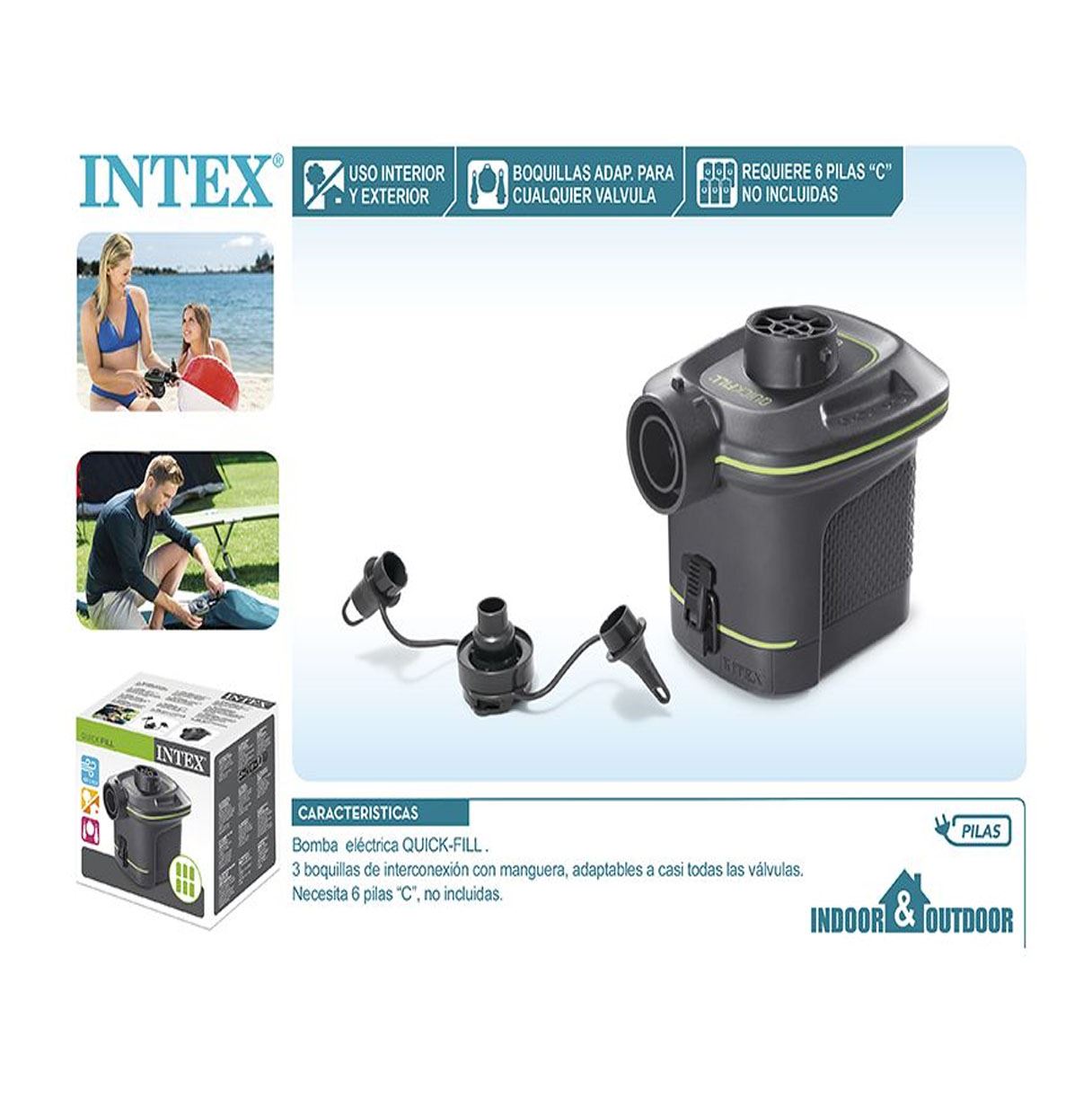 intex bomba electrica quick fill pilas ( 66638)
