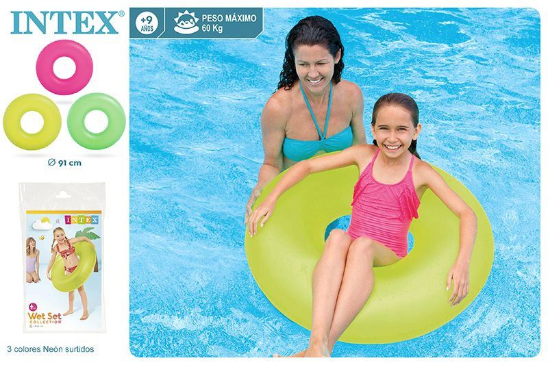 intex rueda hinchable neon 91cm surtidos (59262)