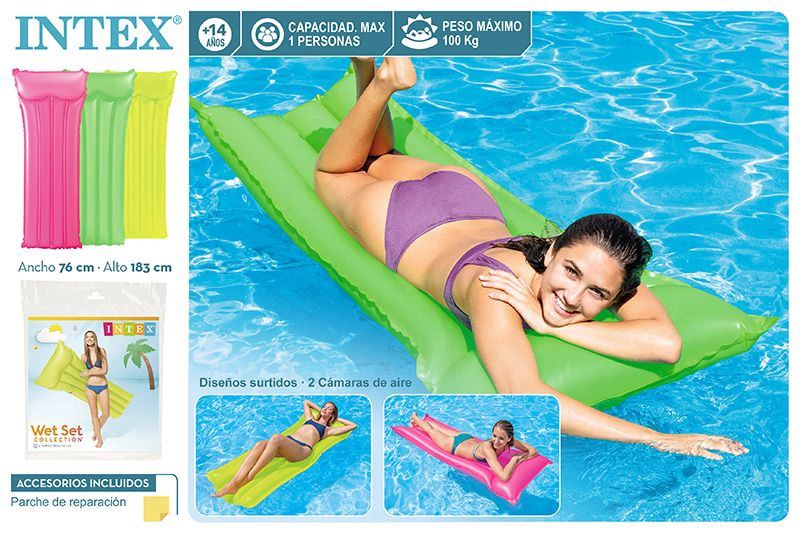intex colchoneta hinchable neon 183x76cm (59717)