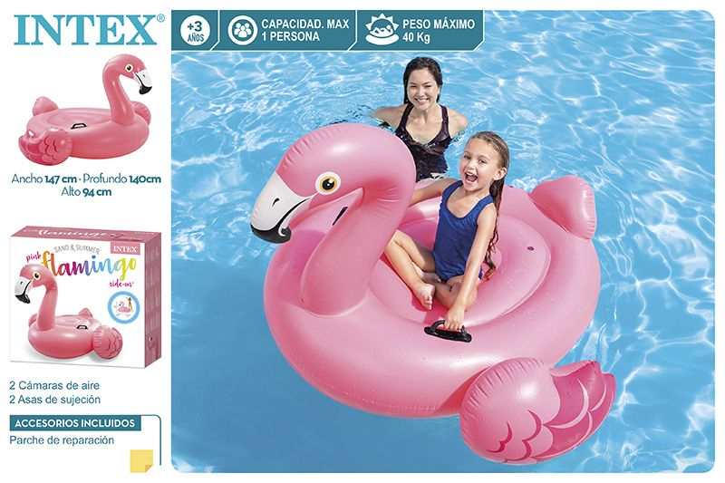 intex flamingo ride on 142x137x97 cm ( 57558 )