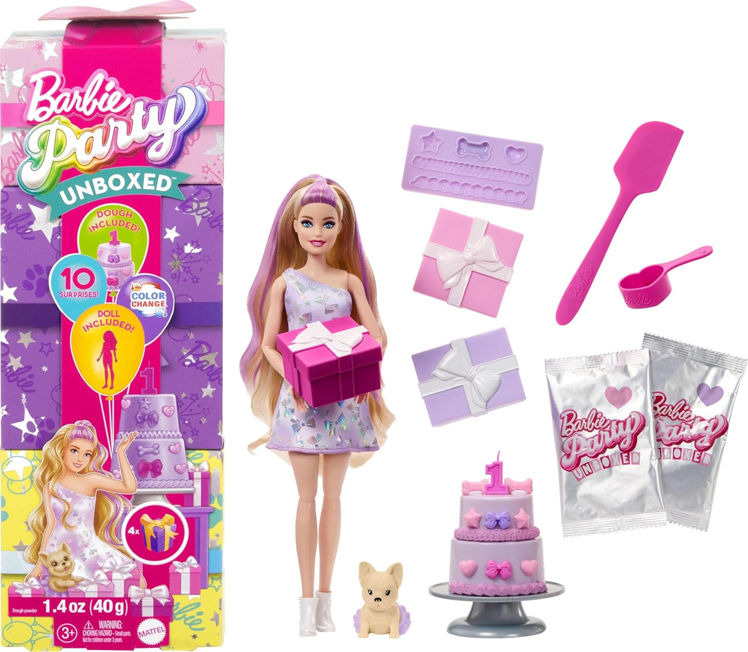 barbie party reveal muÑeca morada con sorpresa (mattel - jfg70