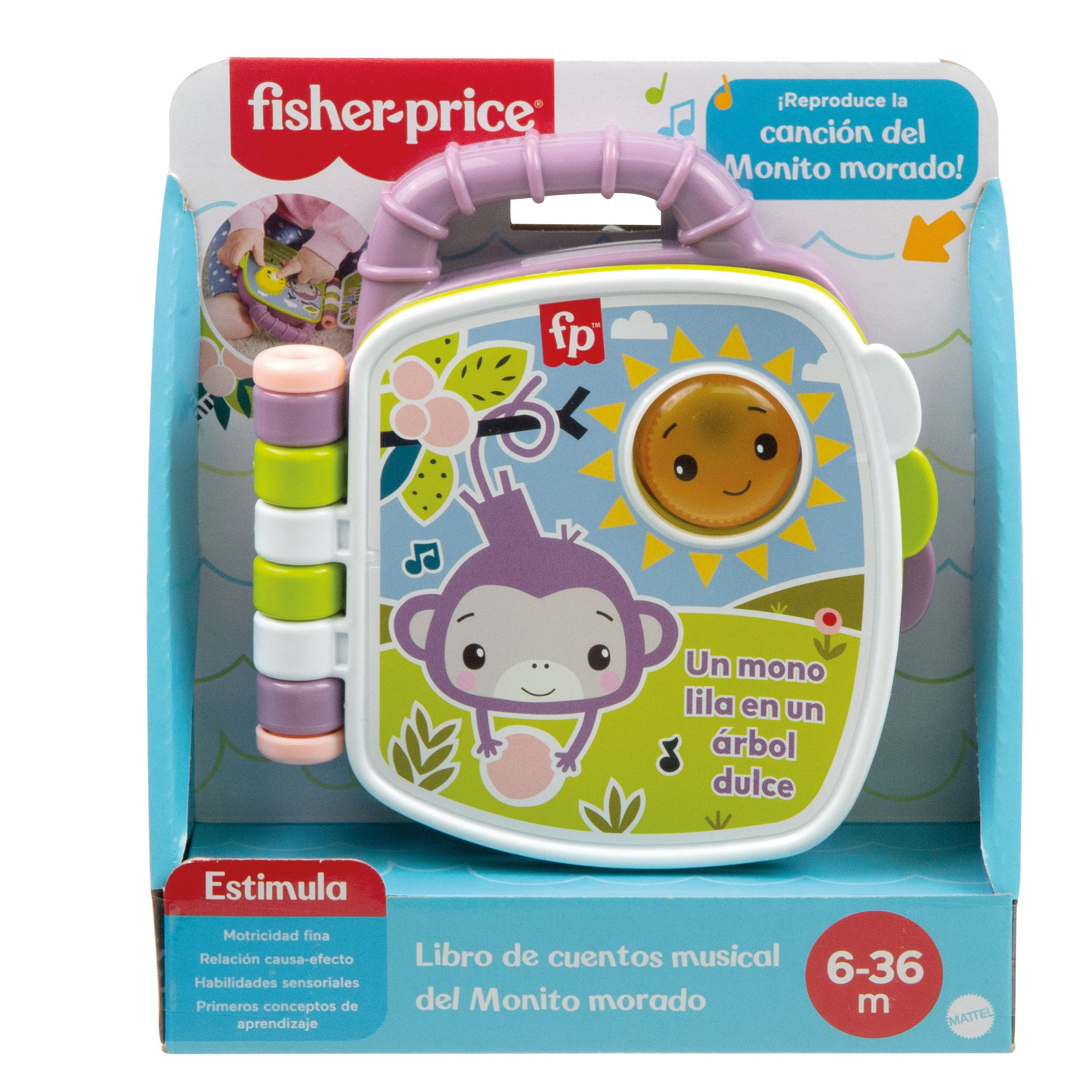fisher-price libro musical mono morado (mattel - jfn09)