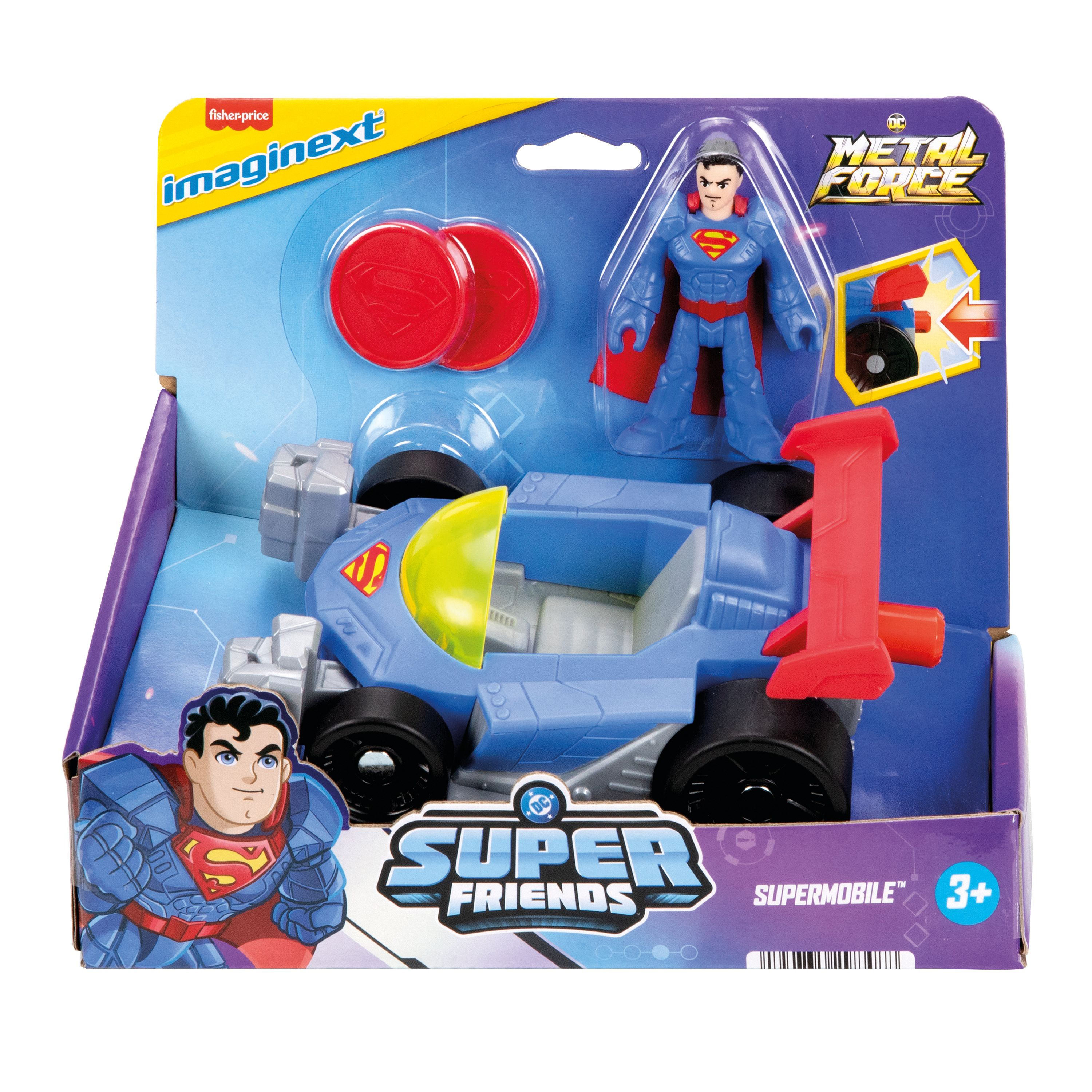 fisher imaginext dc metal force figura+vehiculo (mattel - jfj67)