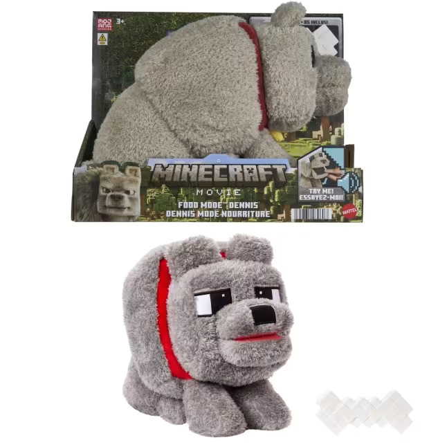 minecraft peluche interactivo lobo (mattel - jdw26)