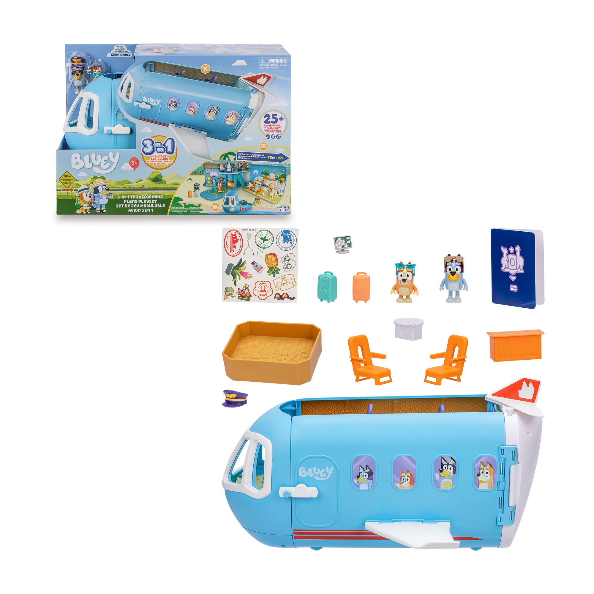 bluey avion 3 en 1 (famosa - bly75000