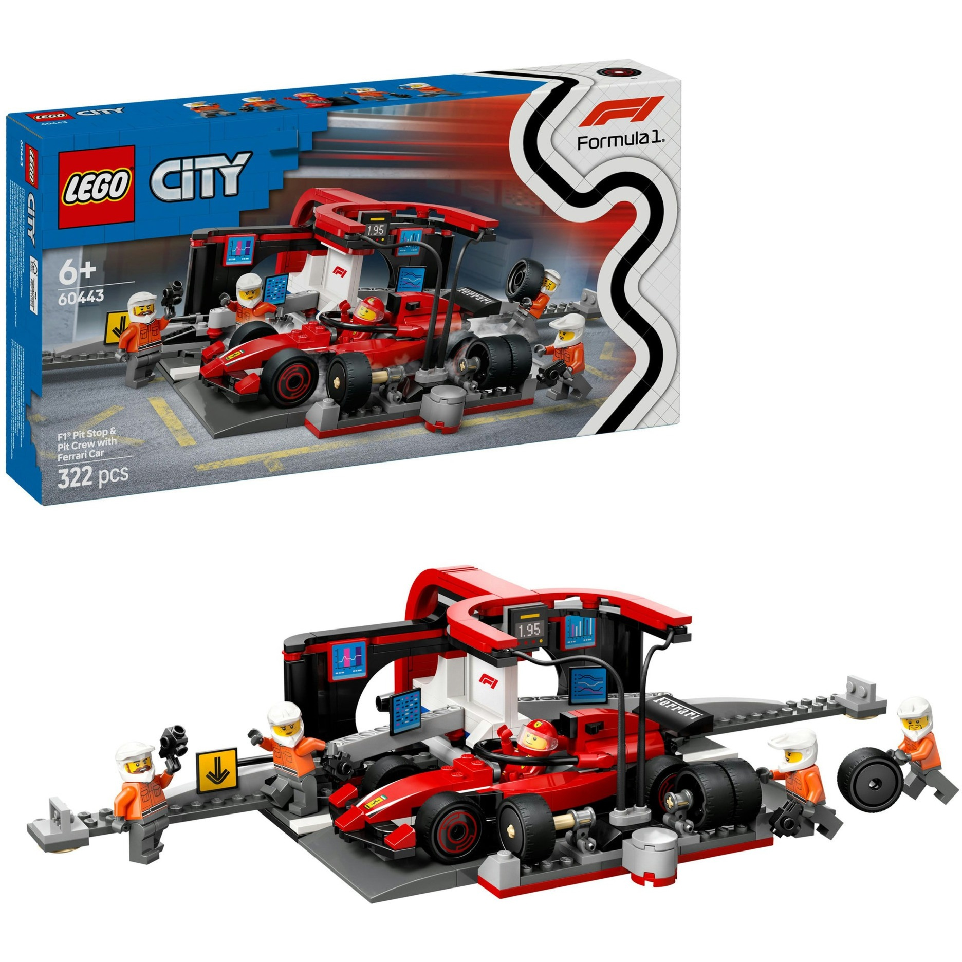 lego city f1 parada en boxes mecanicos con ferrari (60443)