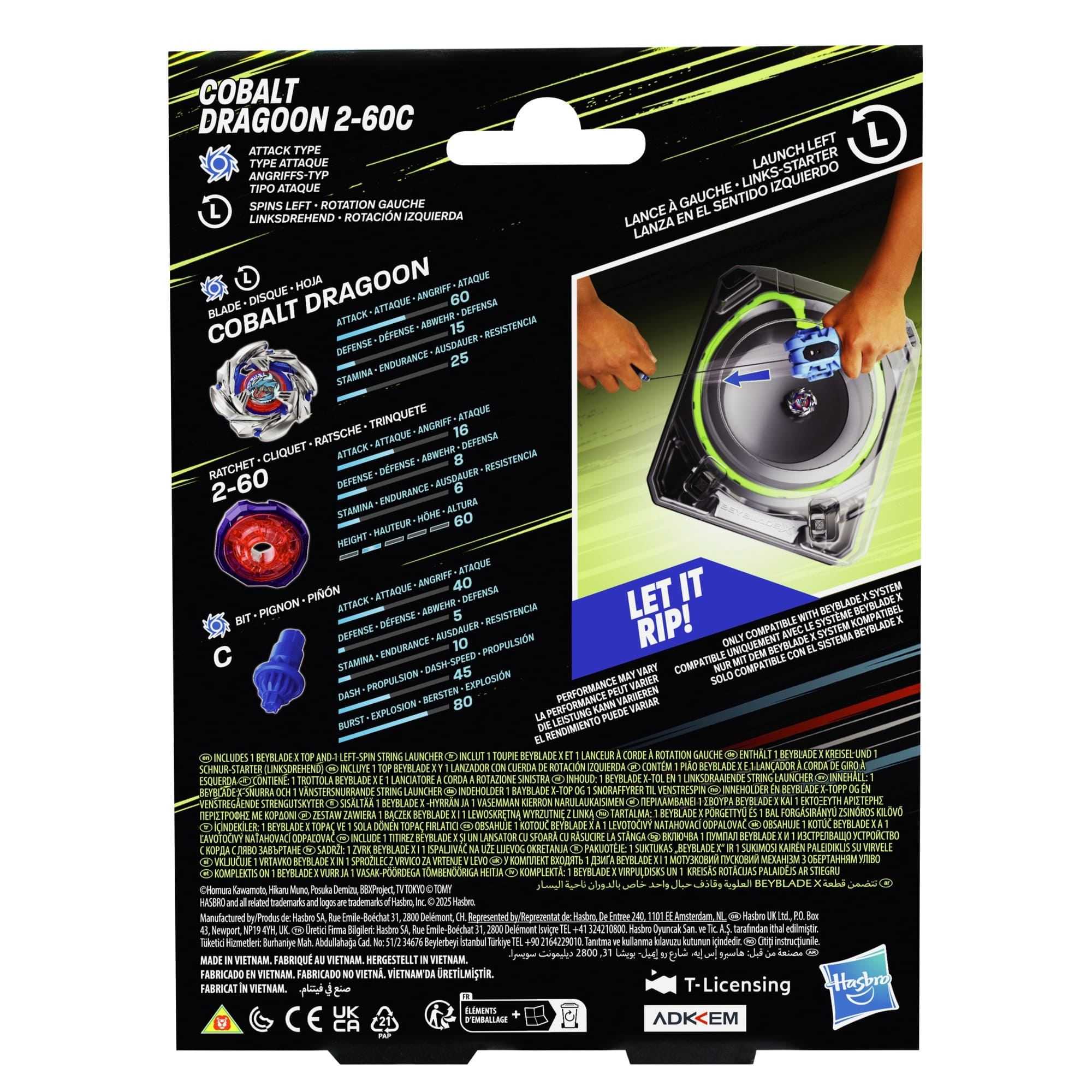 beyblade x cobalt dragoon 2-60c premium set launch (hasbro - g1491eu4)