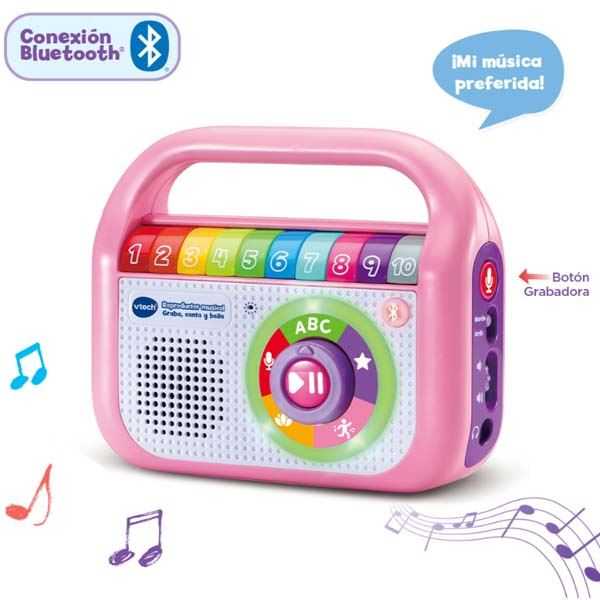 vtech reproductor musical graba, canta y baila rosa (vtech - 615557)