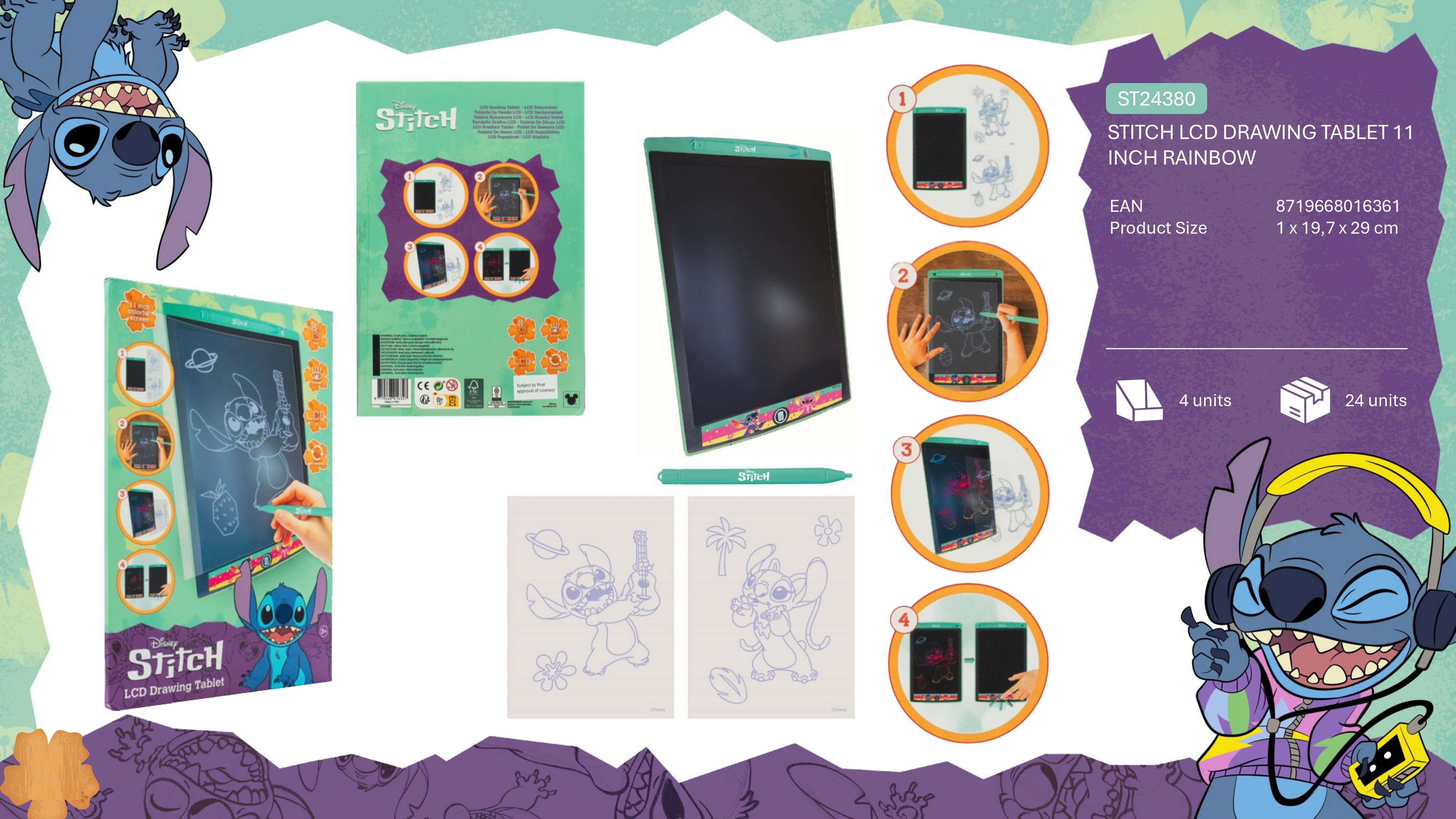 stitch tablet dibujo lcd (st24380)