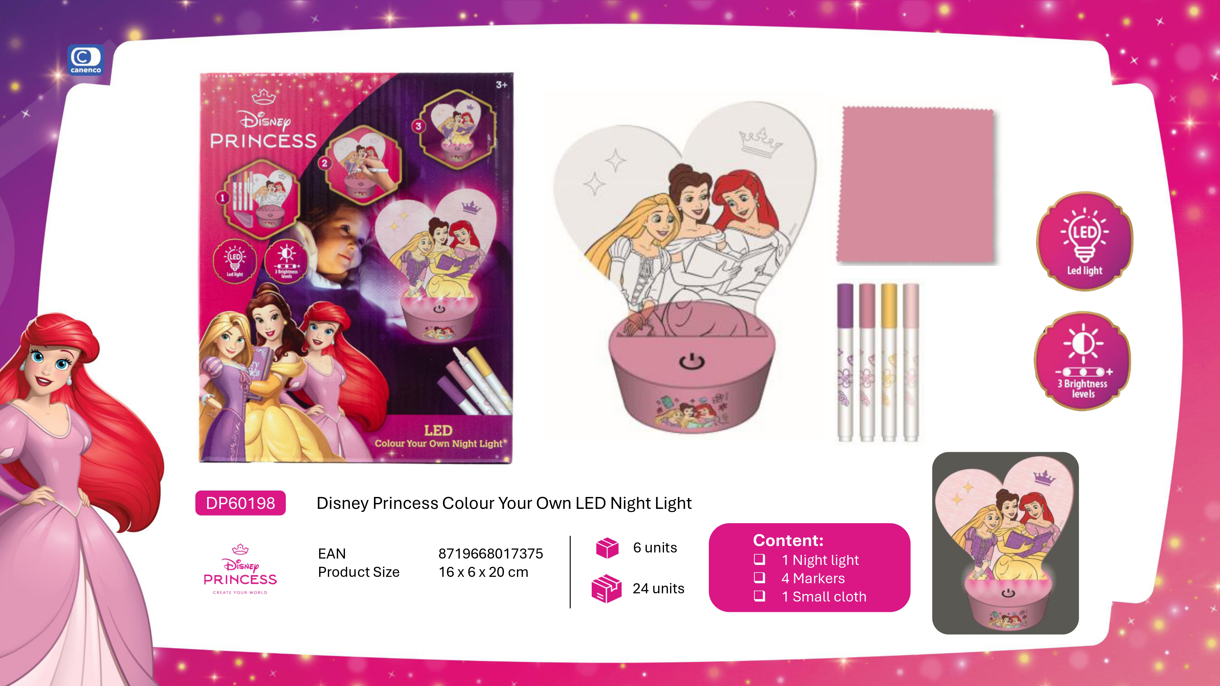 disney princess colorea tu lampara led (dp60198)