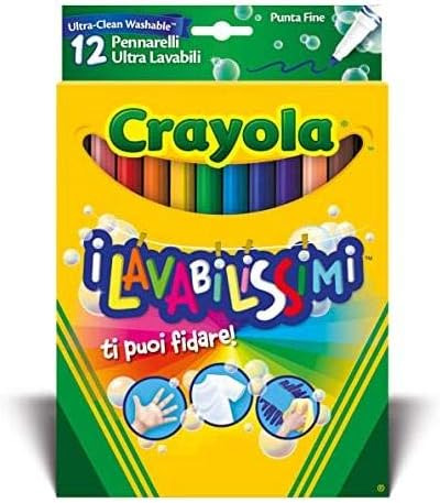 crayola 12 rotuladores super lavable punta fina (binney & smith - 58-6671)