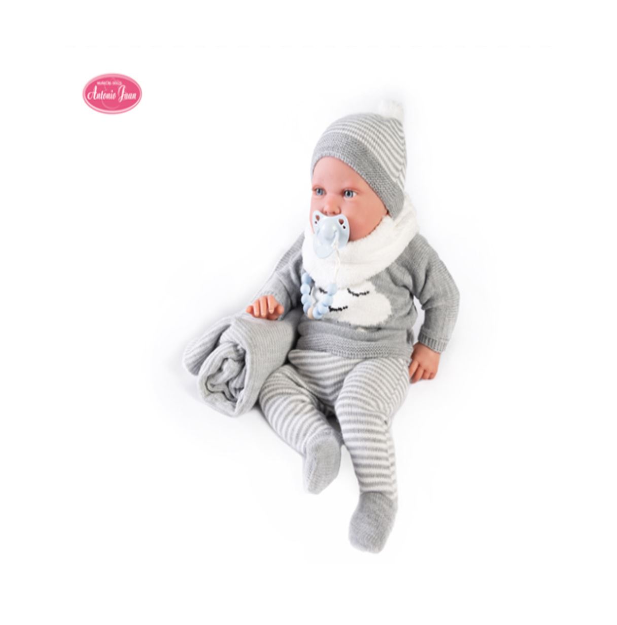 sweet reborn pipo con toquilla gris (muñecas antonio juan 80114)