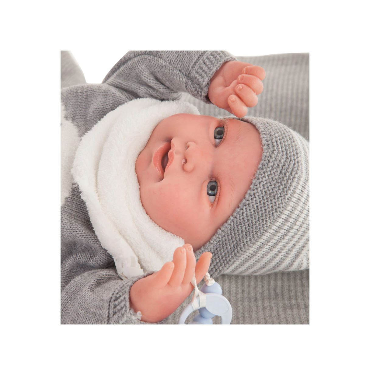 sweet reborn pipo con toquilla gris (muñecas antonio juan 80114)
