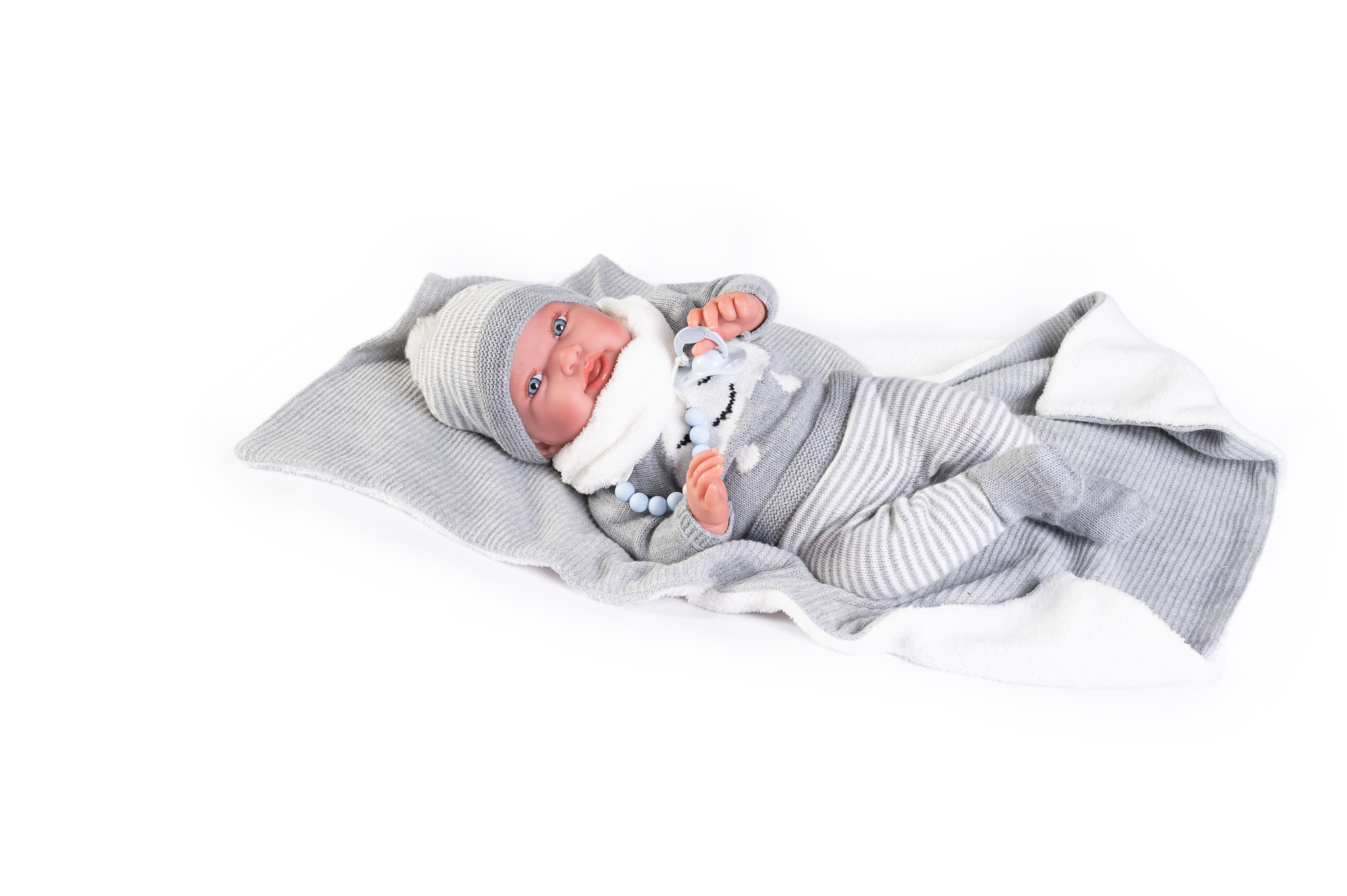 sweet reborn pipo con toquilla gris (muñecas antonio juan 80114)