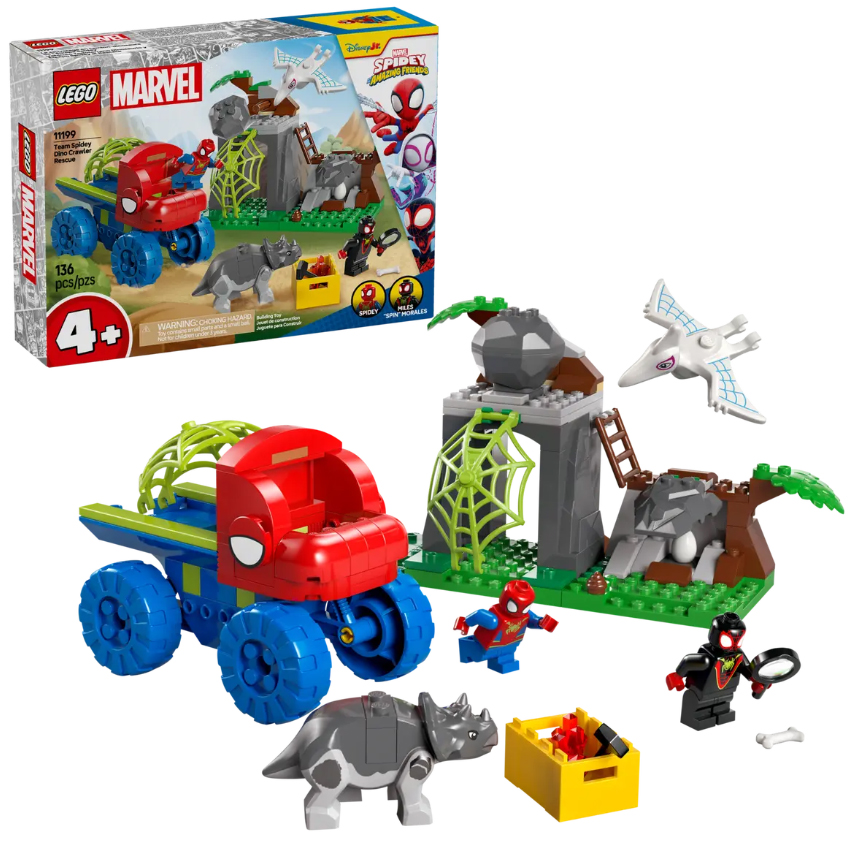lego marvel spidey todoterreno dinosaurio y equipo (11199)