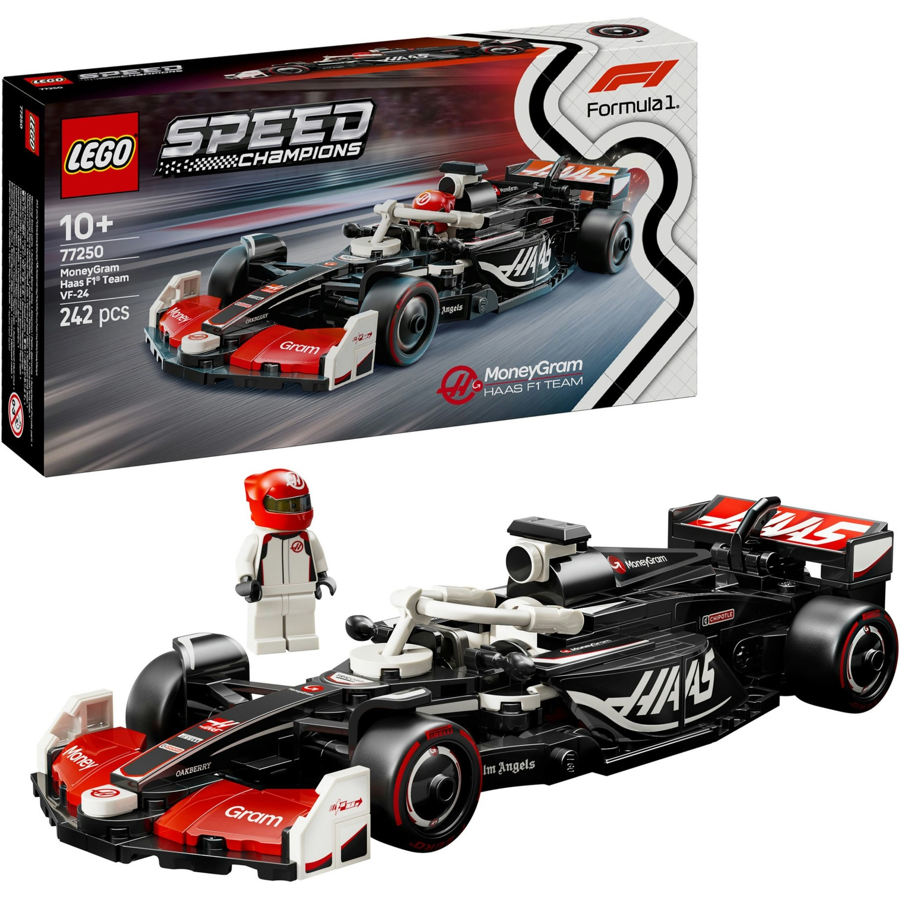 lego speed champions coche moneygram haas vf-24 f1 (77250)