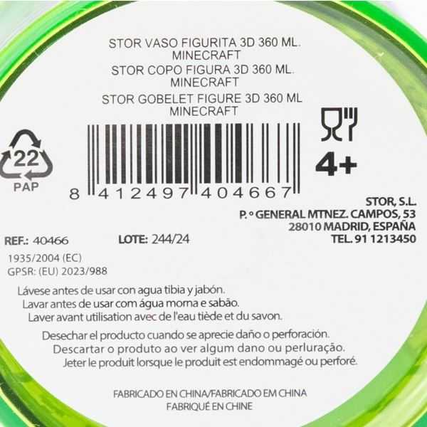 stor vaso figurita 3d 360 ml minecraft ( stor - 40466)