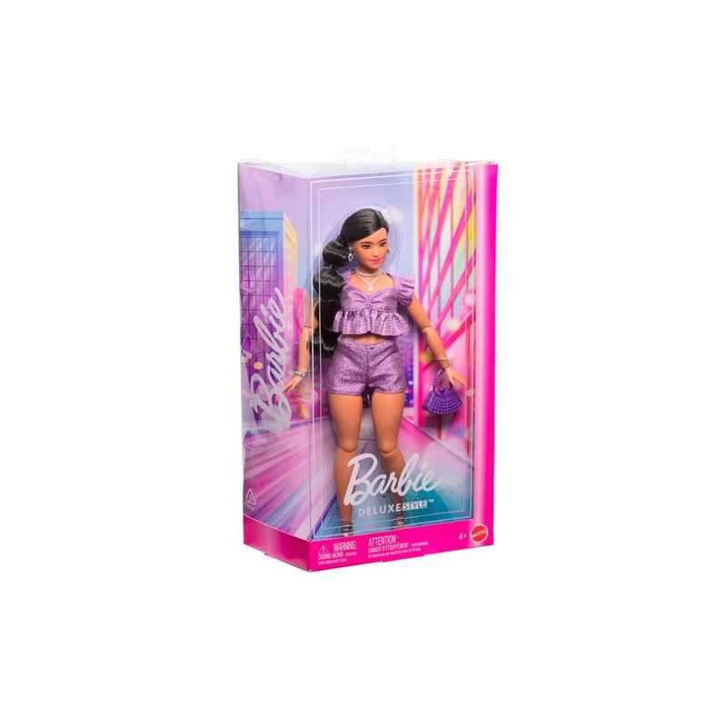 barbie deluxe metallic muÑeca conjunto morado (mattel - jfp43)
