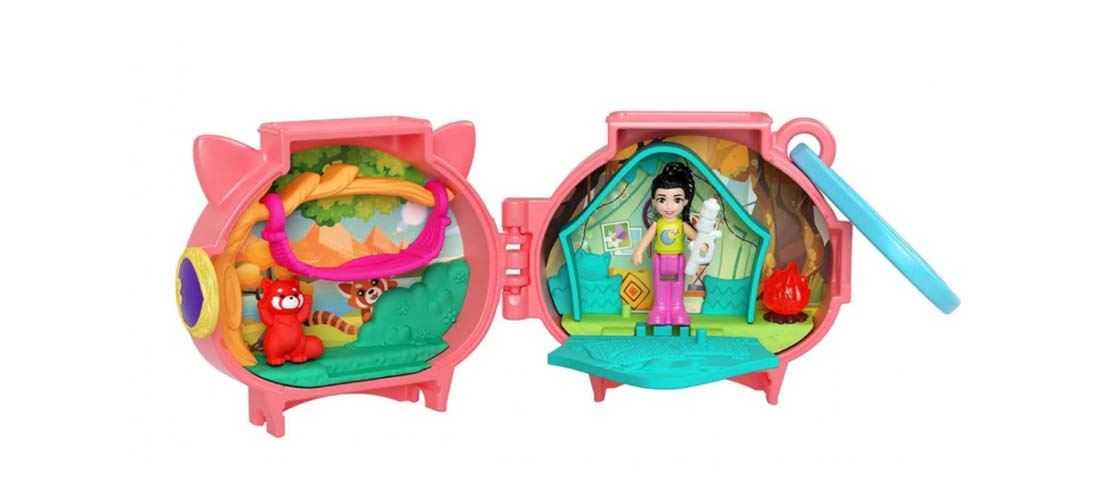 polly pocket estuche mini figuras panda rojo ( mattel - hmx20)