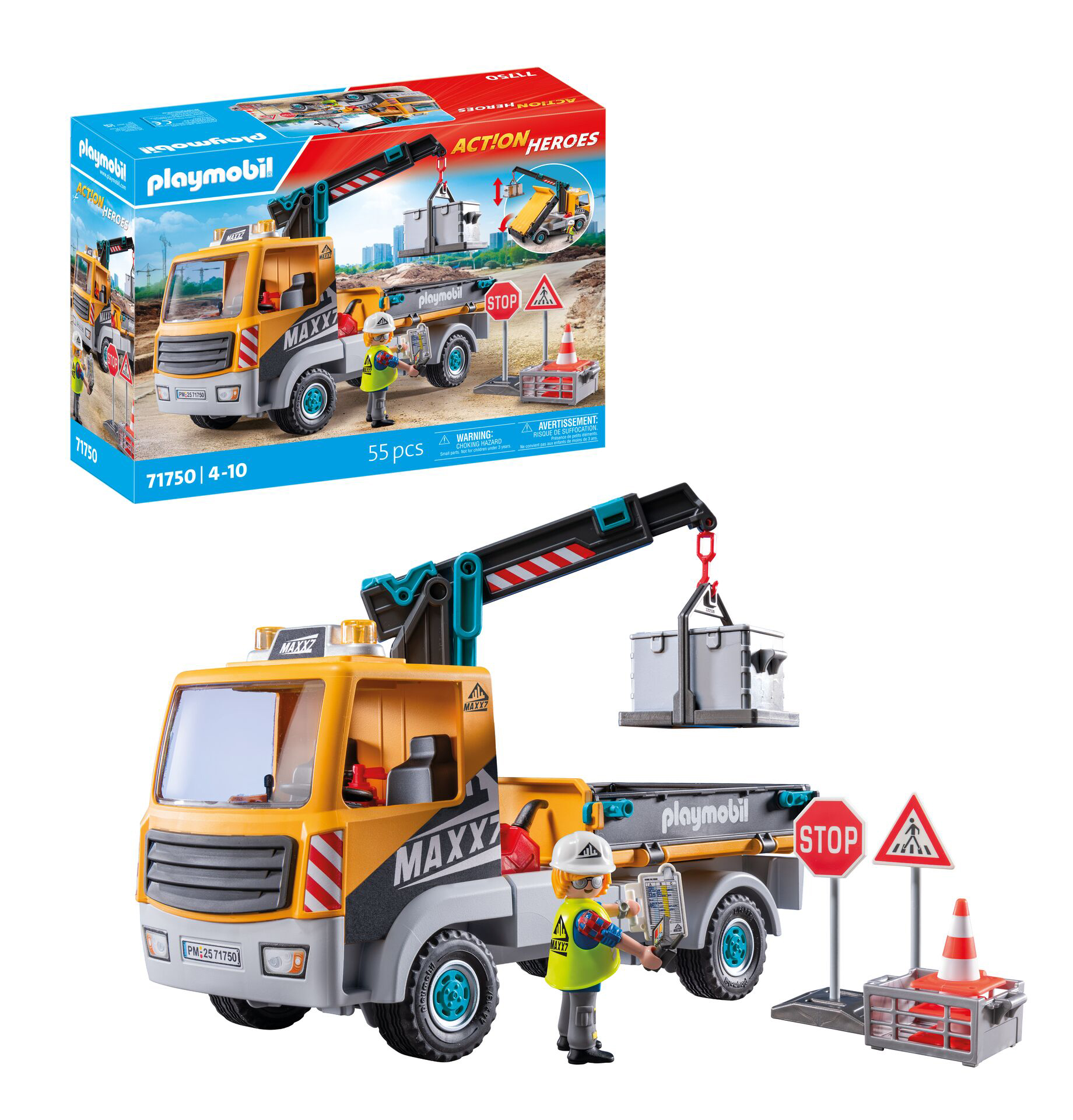 playmobil camion de construccion con grua (71750)
