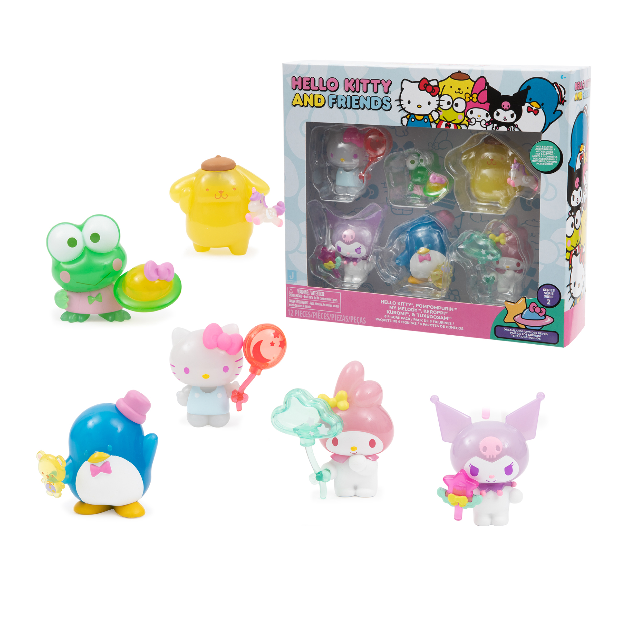 hello kitty pack 6 figuras 5 cm (famosa - hkt11000)