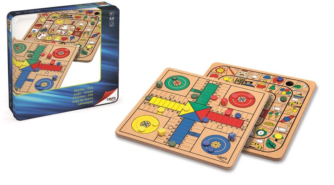 parchis oca madera metal box