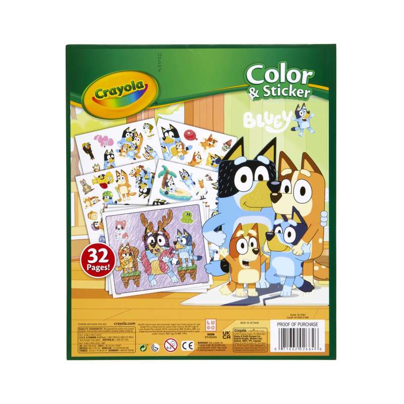 crayola libro colorear+stickers bluey (crayola - 04-2664)